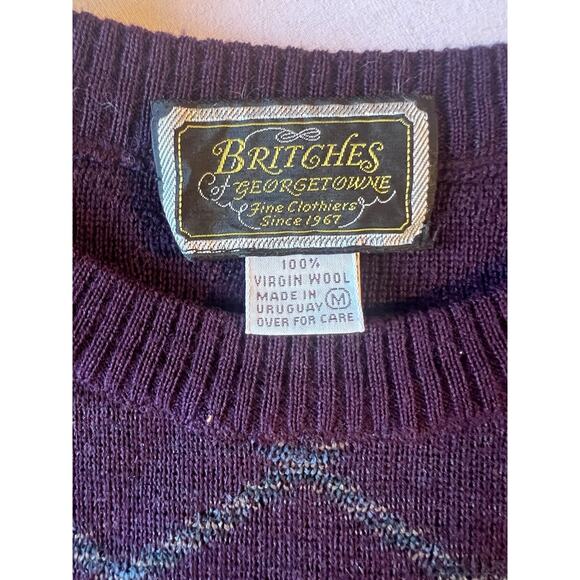 Britches of Georgetowne Sweater Mens Medium Purple Long Sleeve Pullover Wool - Picture 4 of 4